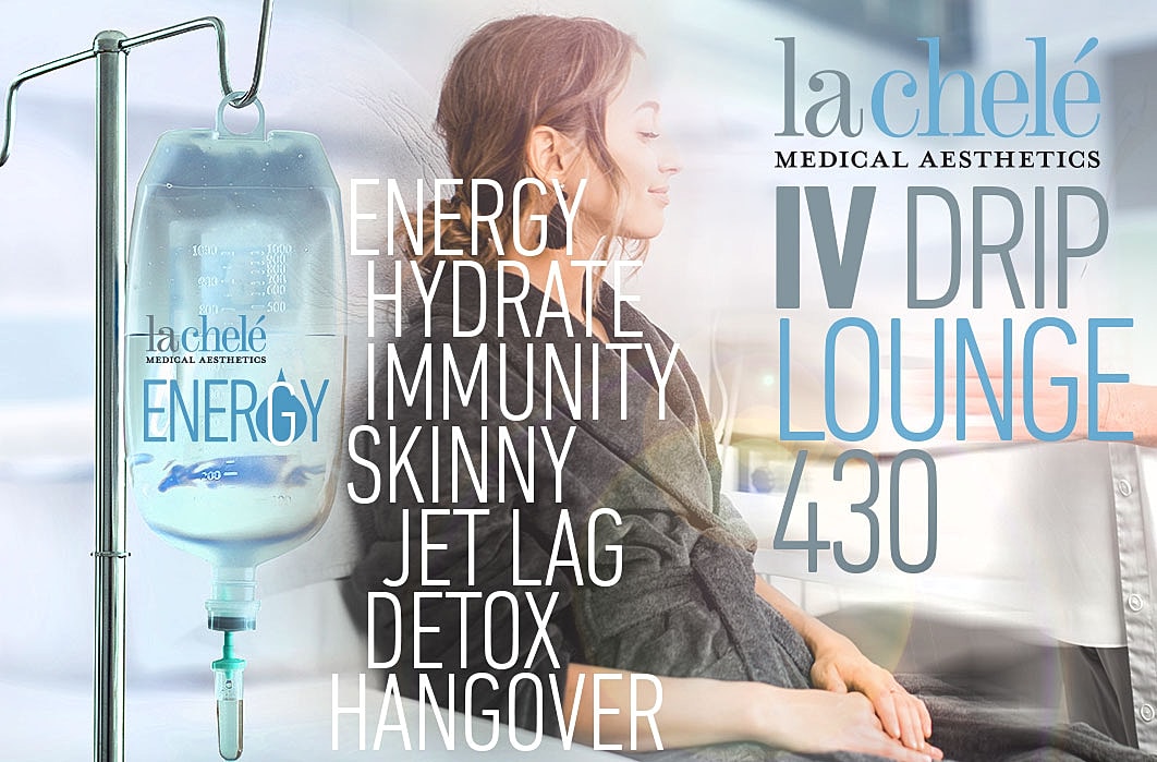IV drip lounge promoting energy and hydration services.