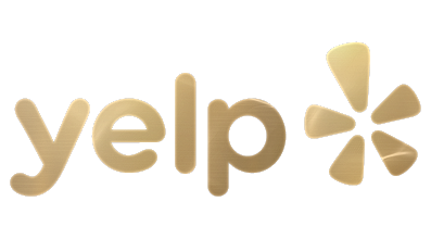Yelp logo in gold color.