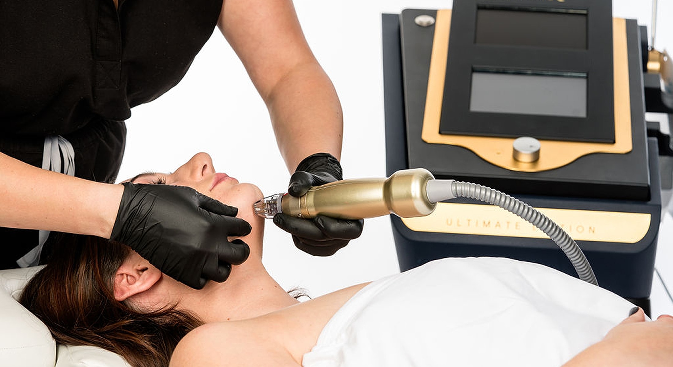 Skincare treatment using a microneedling device.